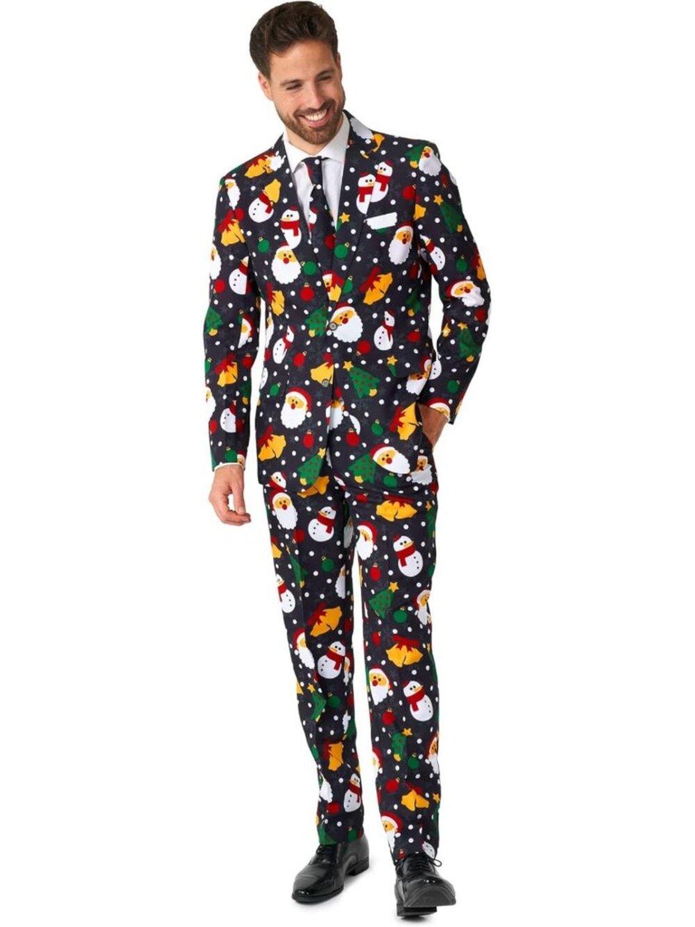 Men's Christmas Party Suit - Slim Fit Blazer, Pants & Tie Set - Holiday Costume
